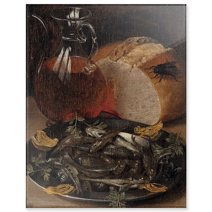 Still life with fish and bottle of wine (acrylic panels) · Louvre Shop