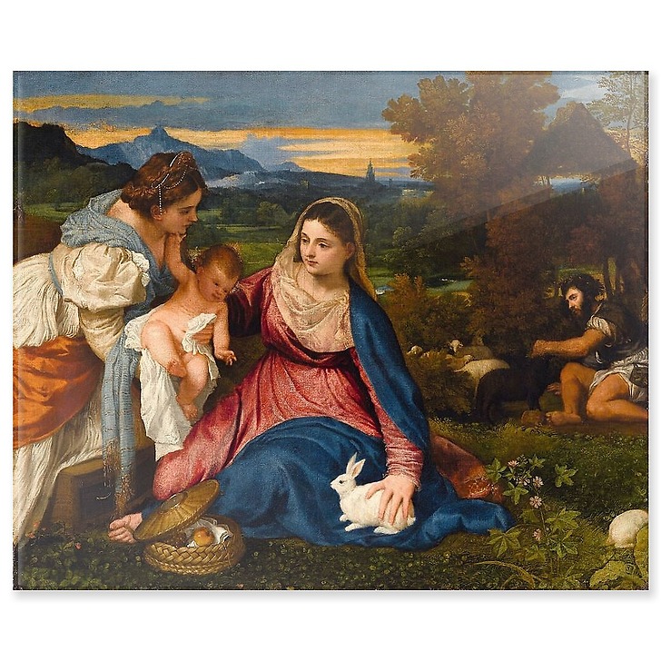 Madonna and Child with St. Catherine, (The Virgin with the Rabbit) (acrylic panels)