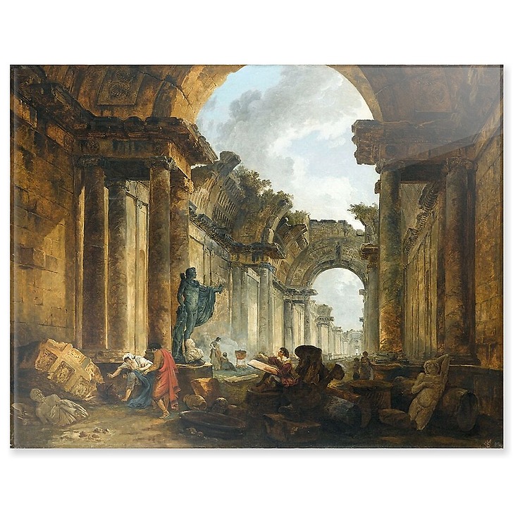 Vue imaginaire de la grande galerie du Louvre en ruines (panneaux acryliques)