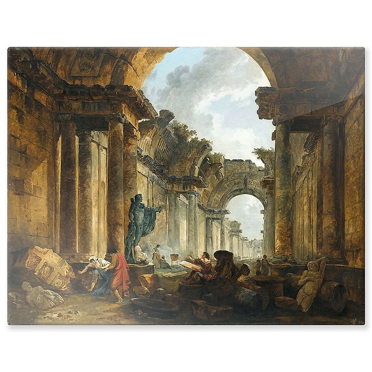 Vue imaginaire de la grande galerie du Louvre en ruines (panneaux aluminium)