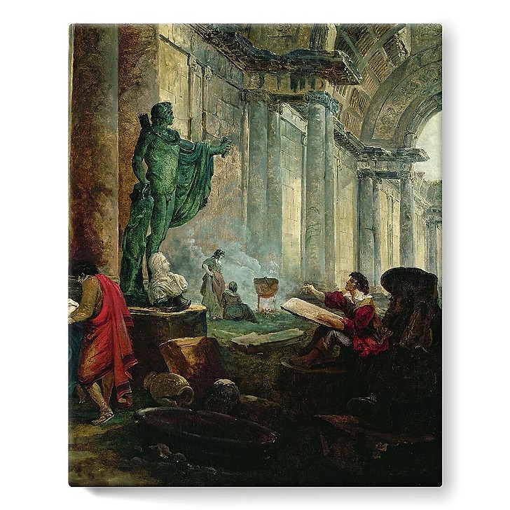 Imaginary view of the great gallery of the Louvre in ruins (stretched canvas)