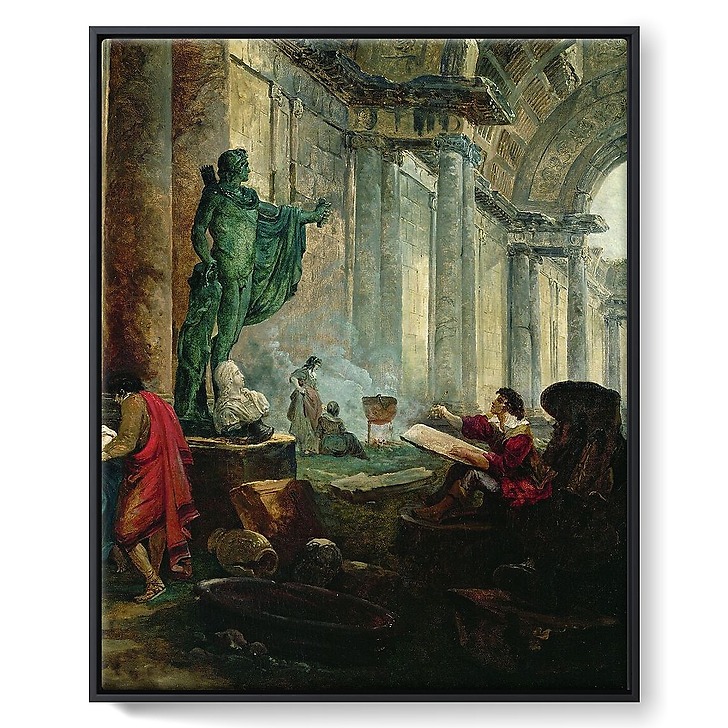 Vue imaginaire de la grande galerie du Louvre en ruines (toiles encadrées)