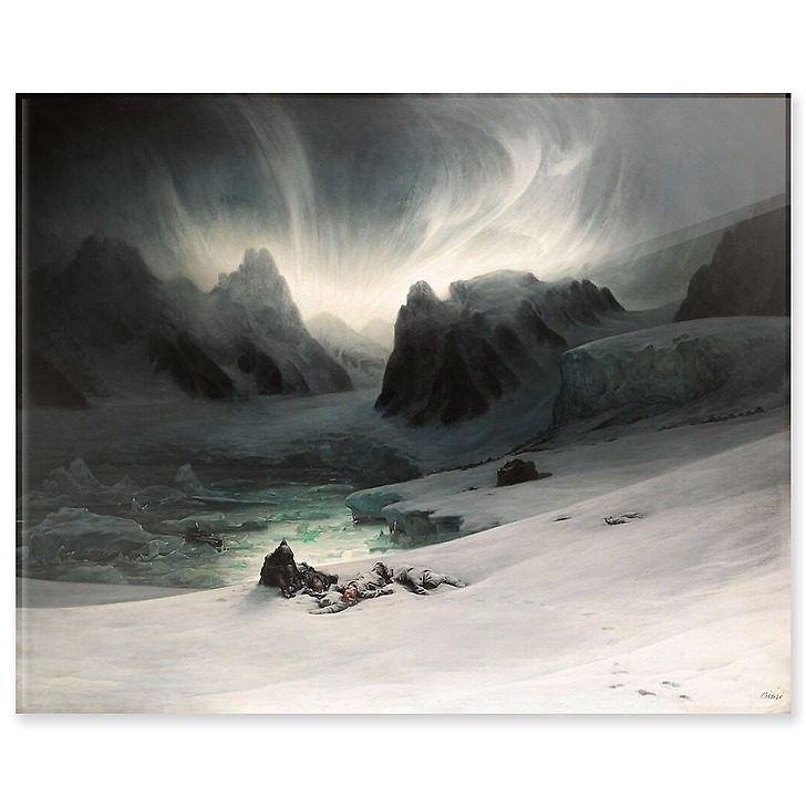 Magdalena-Bay, vue prise de la presqu'île des tombeaux, au nord du Spitzberg. Effet d'aurore boréale (panneaux acryliques)