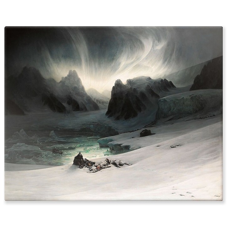 Magdalena-Bay, vue prise de la presqu'île des tombeaux, au nord du Spitzberg. Effet d'aurore boréale (panneaux aluminium)