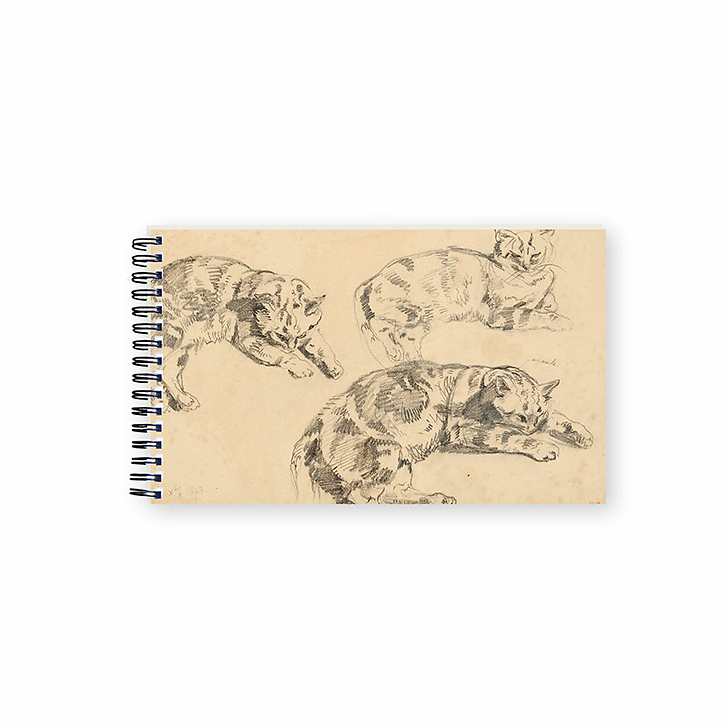 Sketchbook 30 sheet Pad Eugène Delacroix - Three Studies of Cats, 1843